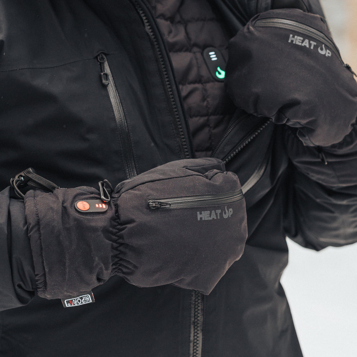 Heated Mittens - MOUNTAIN series - Unisex wear both hands fist view