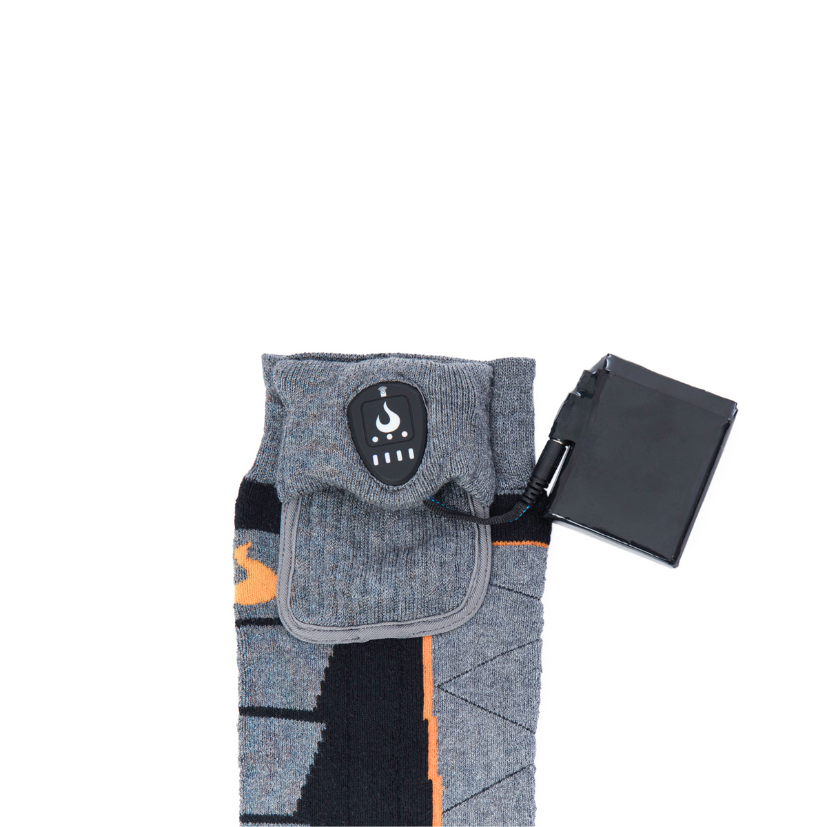 Merino_Wool_Heated_Socks_Midweight__battery_plugged close up
