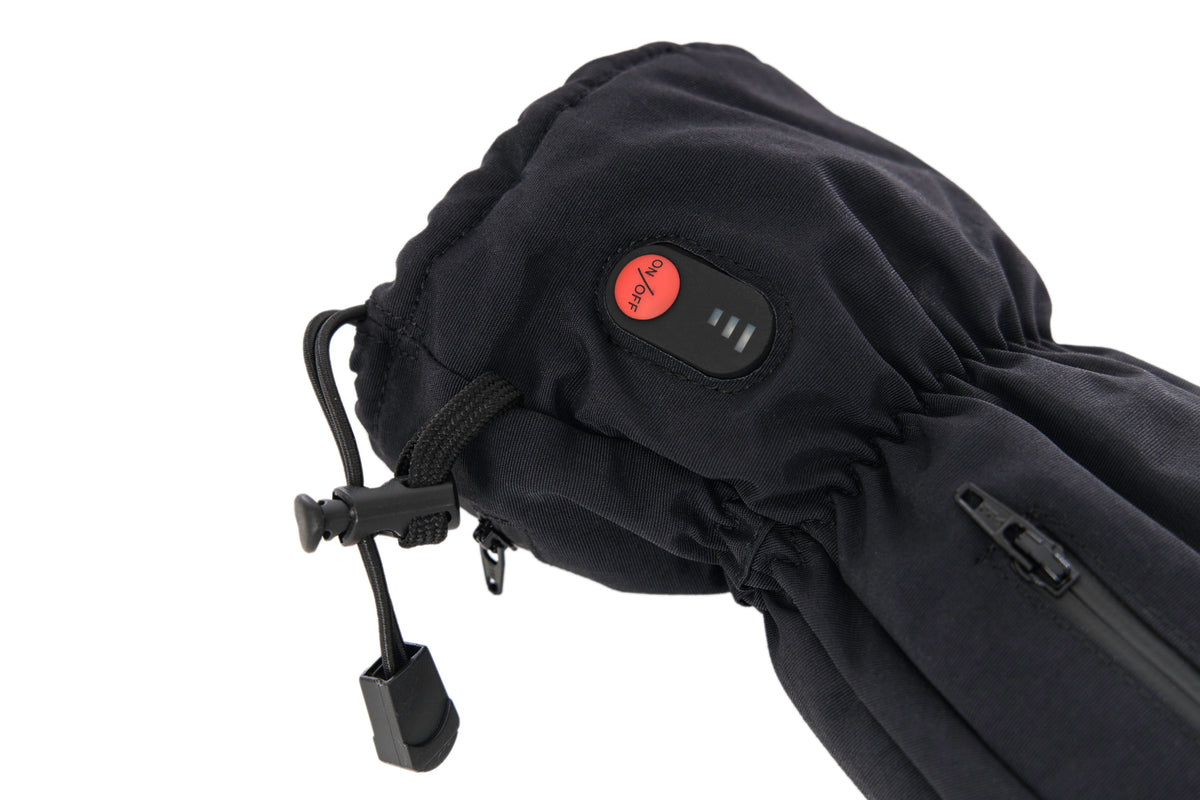 Heated Mittens - MOUNTAIN series - Unisex on/off intensity volume button close up