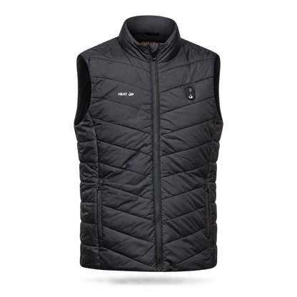 Veste chauffante Heat Up pour homme, noire matelassée, vue de face sur fond gris foncé