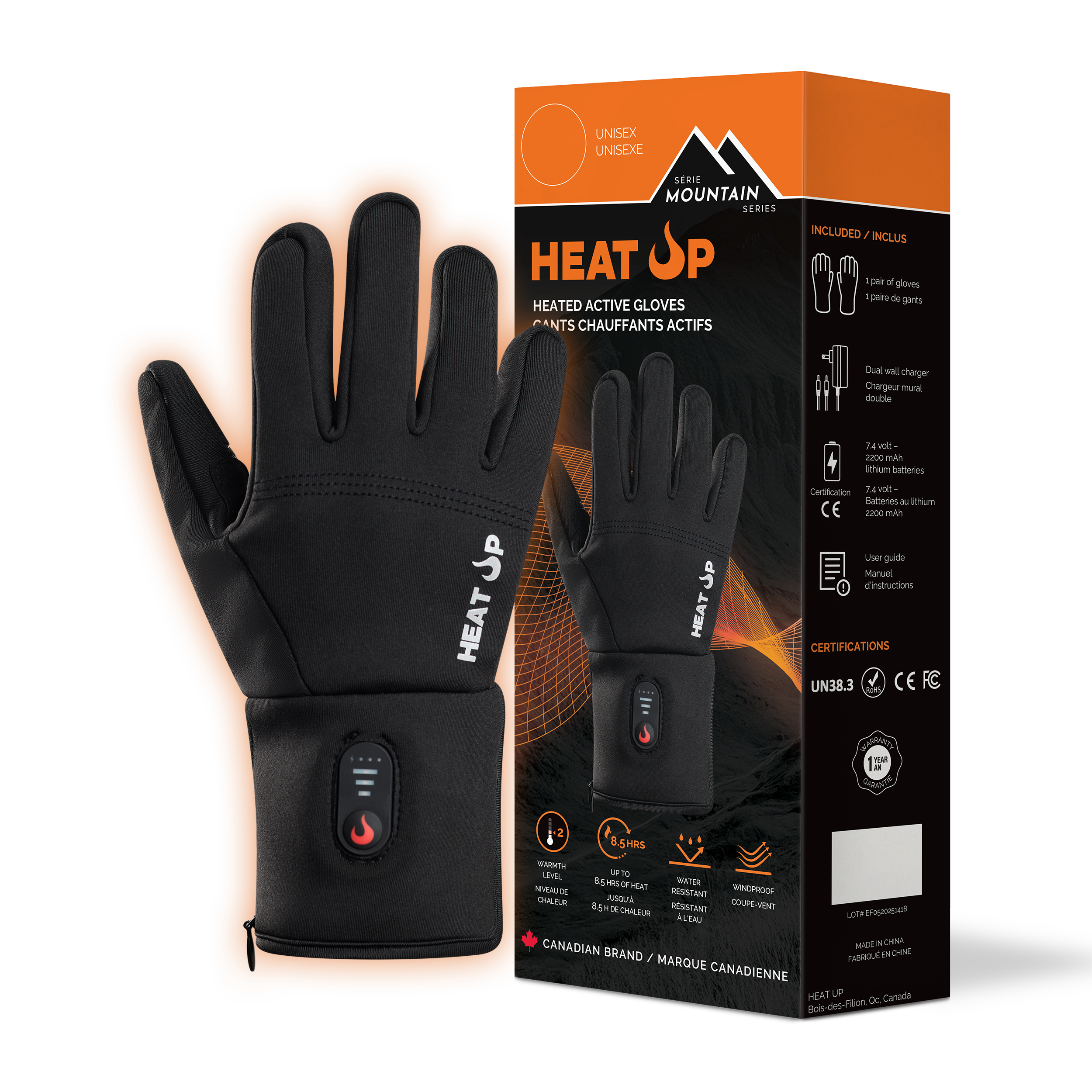 Gants chauffants Actif – Série MOUNTAIN – Unisexe