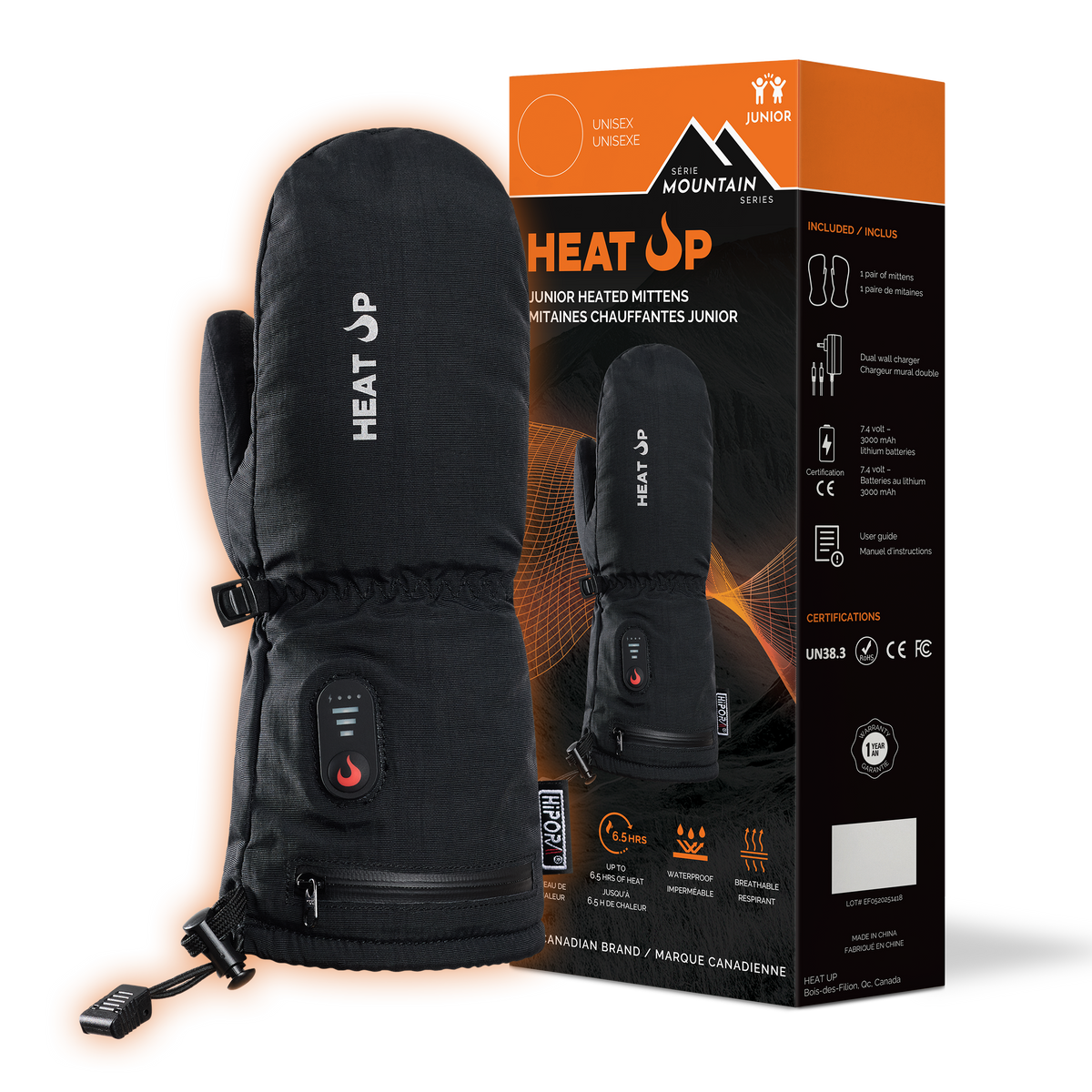 Mitaines chauffantes Junior Heat Up avec leur boîte